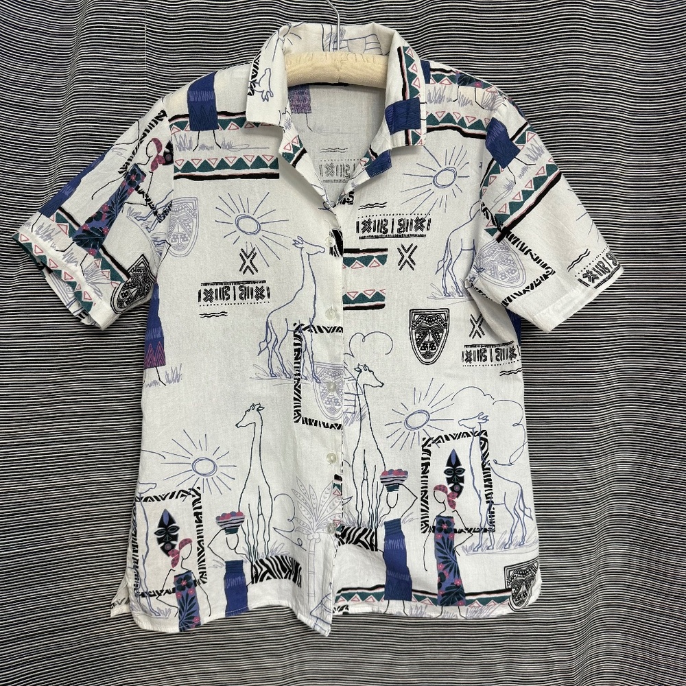 Vintage TCP & Co Cotton Camp Shirt Tropical Print Size Small